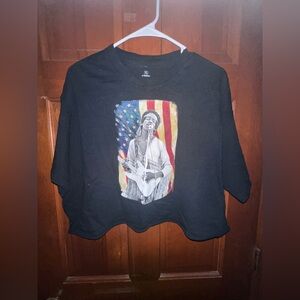 Patriotic Black Graphic Crop Top